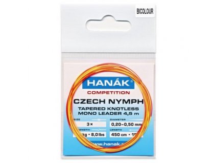 Hanák Tapered Knotless Mono Czech Nymph Leader 450 cm (Farba Camou)