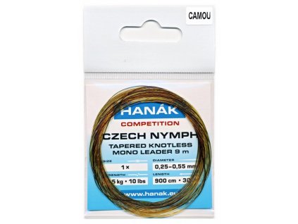 hanak tapered knotless mono czech nymph leader navazec camou 900
