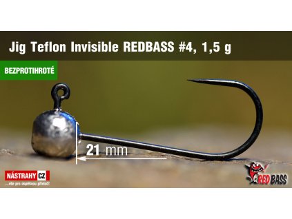 Jig bez protihrotu Teflon Invisible REDBASS veľ.4 21mm 1.5g 5ks
