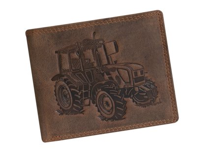 hneda panska kozena penazenka brusena s traktorom bez zapinania