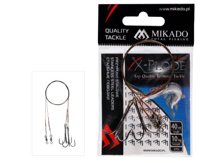 4010 mikado ocelove lanko bal 2ks zbrojene trojhackem 40cm 10kg hneda 2 ks