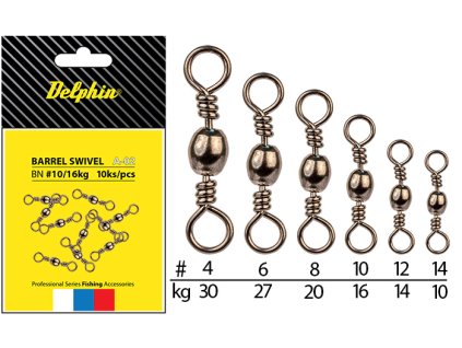 DELPHIN Obratlík Barrel Swivel A-02/10ks - BN/12 - 14kg