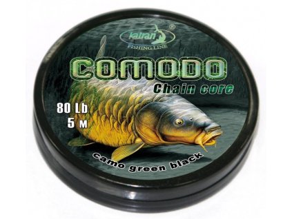 Katran Šňůra s řetízkovým jádrem COMODO (Varianta Katran Šňůra s řetízkovým jádrem COMODO camo green black 80lb 5m)