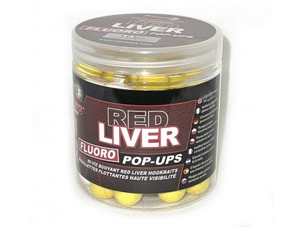 Starbaits Fluo pop-up Red Liver 80g (Průměr 20mm)