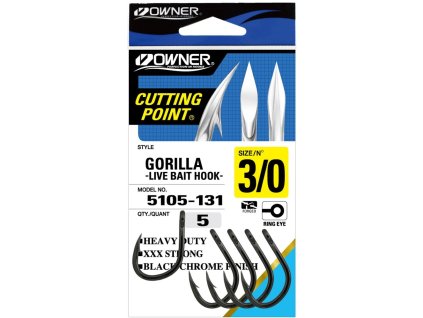 Owner Háček s očkem Cutting point - Gorilla Live Bait (Varianta Owner Háček s očkem Cutting point - Gorilla Live Bait vel.2/0 - 5ks)