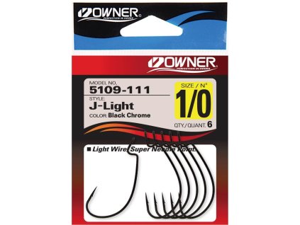 Owner Háček J-Light - black chrome - DROP SHOT (Varianta Owner Háček J-Light - black chrome - 7ks, vel. - 6 DROP SHOT)