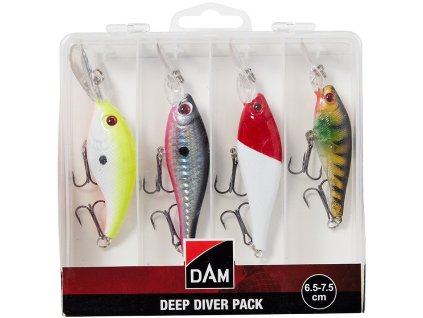 DAM Sada hlubinných woblerů DEEP DIVER PACK s krabičkou 6,5 - 7,5 cm