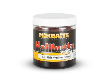 Mikbaits Halibutky v dipu 250ml Red fish Halibut 14mm