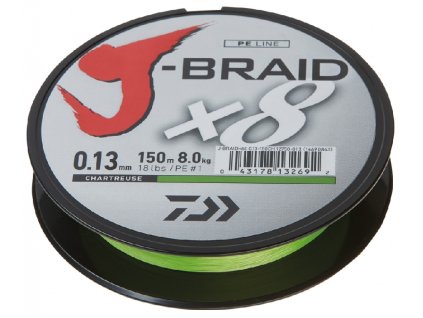 Daiwa Pletená šňůra J-Braid  Chartreuse 150m 0,10mm 6,0kg