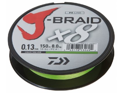 Daiwa Pletená šňůra J-Braid Chartreuse 150m 0,16mm 9,0kg