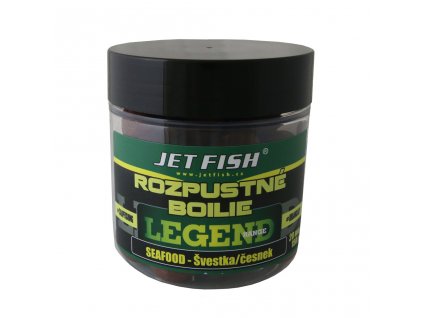 Jet Fish Rozpustné boilie Legend Range 250ml 20mm Seafood Švestka/Česnek