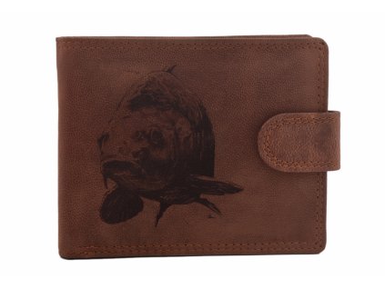 MERCUCIO Pánská peněženka světlehnědá vzor 47 kapr hlava