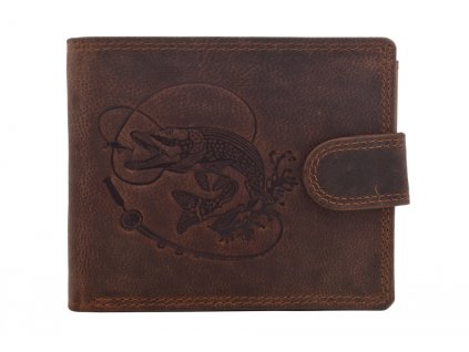 MERCUCIO Pánská peněženka světlehnědá embos štika s udicí