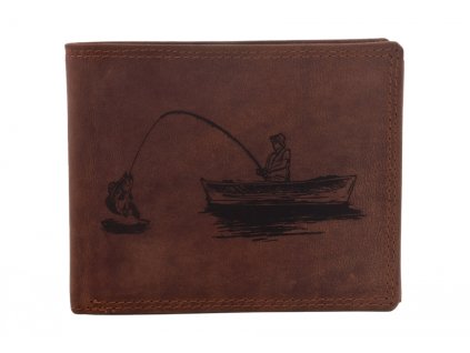 MERCUCIO Pánská peněženka světlehnědá vzor 70 rybář v loďce