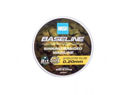 Nash Splétaná šňůra BASELINE SINKING BRAID UV YELLOW 0,20mm 1200m