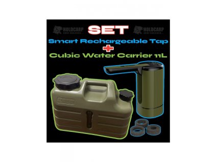 Holdcarp Akční set - Kanystr na vodu Cubic Water Carrier 11L + Aku sklápěcí vodní pumpa Smart Rechargeable Tap
