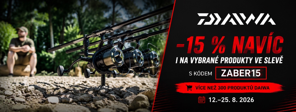 Extra 15 % na Daiwa! 🔥 Přes 300 produktů Daiwa nyní ještě výhodněji. Sleva platí i na vybrané již zlevněné produkty. Kód: ZABER15