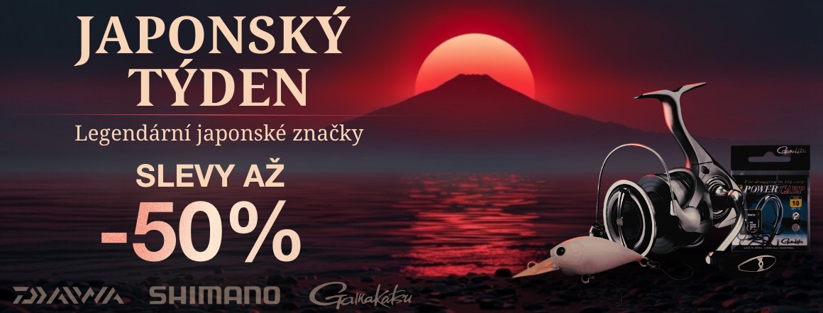Japonský týden přináší exkluzivní slevy až 50 % na prémiové rybářské vybavení značek Daiwa, Shimano, Gamakatsu a Lucky Craft. Využijte jedinečnou akci a doplňte svou výbavu o špičkové produkty za zvýhodněné ceny.