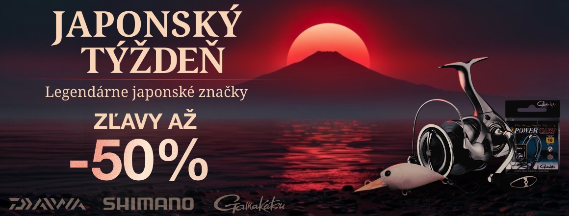 Japonský týždeň prináša exkluzívne zľavy až 50% na prémiové rybárske vybavenie značiek Daiwa, Shimano, Gamakatsu a Lucky Craft. Využite jedinečnú akciu a doplňte svoju výbavu o špičkové produkty za zvýhodnené ceny.
