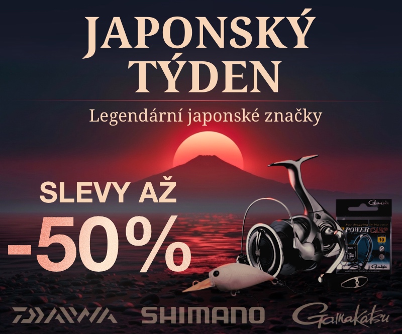 Japonský týden přináší exkluzivní slevy až 50 % na prémiové rybářské vybavení značek Daiwa, Shimano, Gamakatsu a Lucky Craft. Využijte jedinečnou akci a doplňte svou výbavu o špičkové produkty za zvýhodněné ceny.