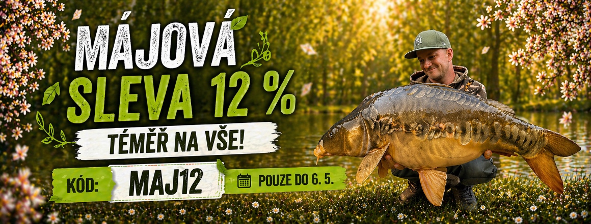 Využijte květnovou akci Májová sleva 12 % na tisíce produktů pro rybáře na Fishing House. Sleva platí téměř na vše, včetně již zlevněného zboží, takže nakoupíte výhodněji než kdy dřív. Vyberte si z široké nabídky rybářských potřeb – od prutů a navijáků př