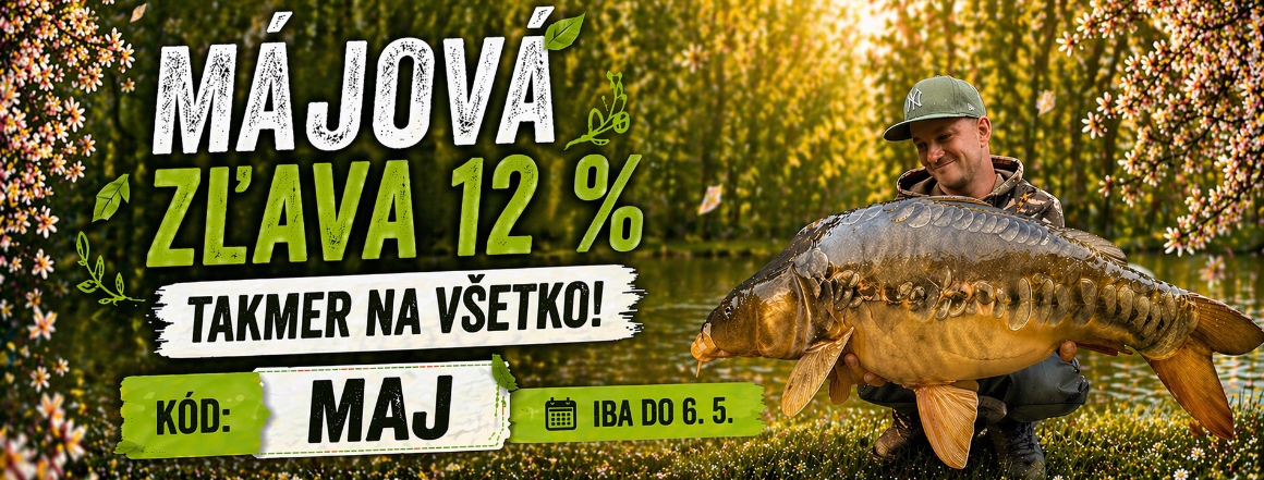 Využite májovú akciu – zľava 12 % na tisíce produktov pre rybárov na Fishing House. Zľava platí takmer na všetko, vrátane už zľavneného tovaru, takže nakúpite výhodnejšie ako kedykoľvek predtým. Vyberte si zo širokej ponuky rybárskych potrieb – od prútov 