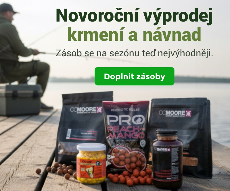 Novoroční výprodej rybářských krmení a návnad. Doplněním zásob teď ušetříš a budeš připravený na novou rybářskou sezónu.