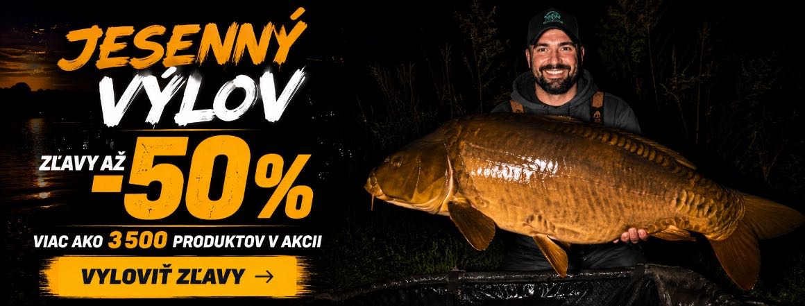 🎣 Jesenný výlov práve začína! Vyberajte z tisícov produktov pre kaprárinu, prívlač aj feeder so zľavami až 50%. Prúty, navijaky, nástrahy a ďalšie rybárske vybavenie teraz zaobstaráte za akčné ceny.
