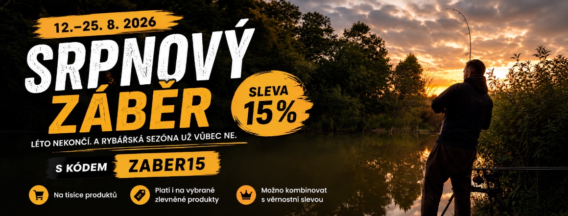 🎣 Srpnový záběr je tady! Využijte 15% slevu s kódem ZABER15 na tisíce produktů. Sleva platí i na vybrané zlevněné zboží a lze ji kombinovat s věrnostní slevou. Jen do 25. 8.!