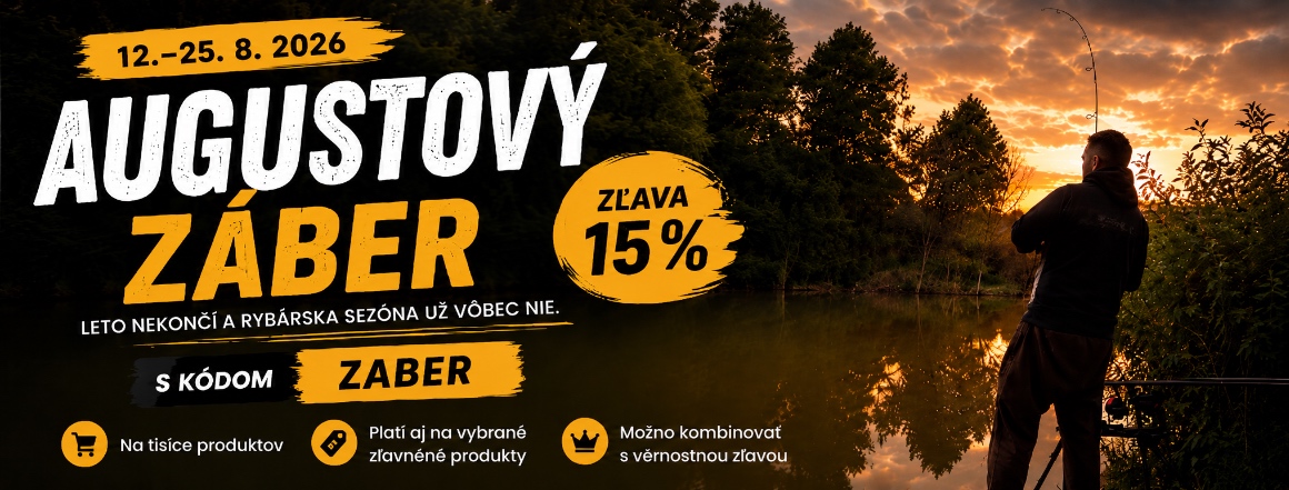 🎣 Augustový záber je tu! Využite 15% zľavu s kódom ZABER na tisíce produktov. Zľava platí aj na vybraný zľavnený tovar a je možné ju kombinovať s vernostnou zľavou. Len do 25. 8.!