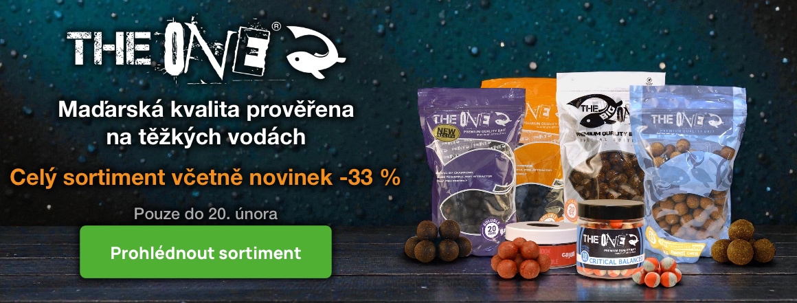Celý sortiment maďarské značky The One je nyní v akci se slevou −33 %, a to včetně novinek. Osvědčené boilies, wafters a další kaprařské produkty prověřené na těžkých vodách. Akce platí pouze do 20. února nebo do vyprodání zásob.