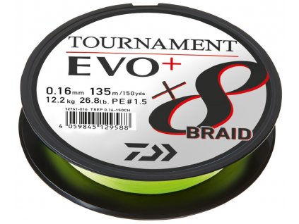 Daiwa pletená šňůra Tournament X8 Braid Evo+ Chartreuse 135m