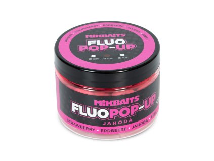 Mikbaits Fluo pop-up Jahoda (Objem 150ml, Průměr 14mm)