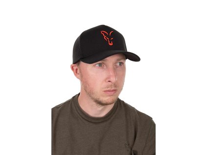 chh032 fox collection baseball cap black and orange main 1