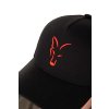 chh034 fox collection trucker cap black and orange logo