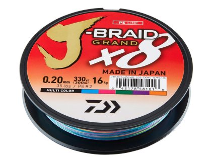 Daiwa pletená šnúra J-Braid Grand X8 Multi-Color 300m (Priemer 0,06 mm, Nosnosť (kg) 5 kg, Nosnosť (lb) 11 libier)