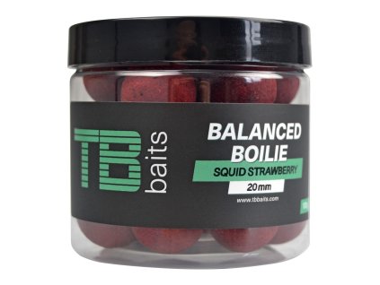 TB Baits vyvážené Boilie Balanced + Atraktor GLM Squid Strawberry 100g (Průměr 20mm)