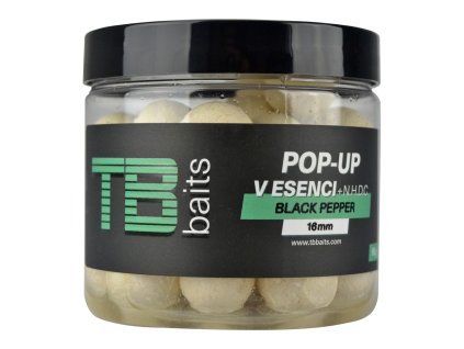 TB Baits plávajúce boilie Pop-Up White Black Pepper + NHDC 65g (Priemer 12 mm)