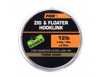 Fox plávajúci vlasec EDGES Zig & Floater Hooklink Trans Khaki 100m (Priemer 0,26 mm, Nosnosť (kg) 4,5 kg, Nosnosť (lb) 10 libier)