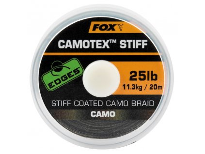 Fox ztužená šnúrka EDGES Camotex Stiff Camo 20m (Nosnosť (kg) 9,1 kg, Nosnosť (lb) 20 libier)