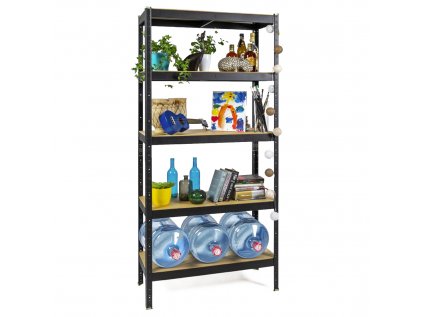 Regál 2000×900×600 mm lakovaný 5-policový, nosnost 875 kg - ČERNÝ
