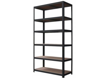 AKCE - Balíček: 5x Regál 2250x1200x450 mm kovový lakovaný 6-policový, nosnost 1200 kg - ČERNÝ