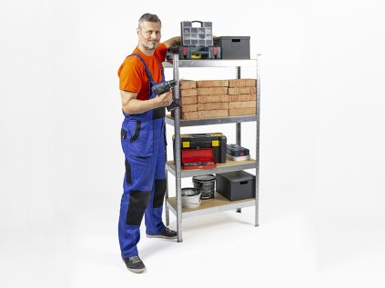 AKCE - Balíček: 20x Regál 1800x900x300 mm zinkovaný 4-policový, nosnost 700 kg