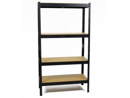 Regál 1500×700×300 mm lakovaný 4-policový, nosnost 700 kg - ČERNÝ