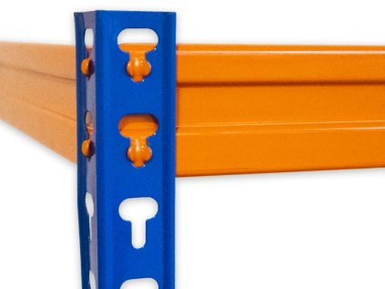 Regál 1680×1600×400 mm PROFESIONÁLNÍ lakovaný 4-policový, nosnost 1600kg - MODRO-ORANŽOVÝ