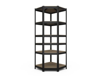 7188 rohovy regal 2200x700x400x425 mm lakovany 6 policovy nosnost 900 kg cerny