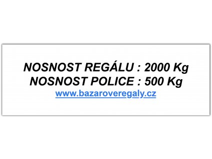 Samolepící štítek pro regál s nosností 2000 kg, 4 police