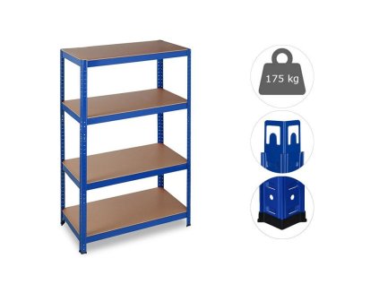 MEGA HIT: Regál 1500x700x300 mm lakovaný 4-policový, nosnost 700 kg - MODRÝ Produkt není viditelný pro zákazníky: Výchozí kategorie není vybrána.