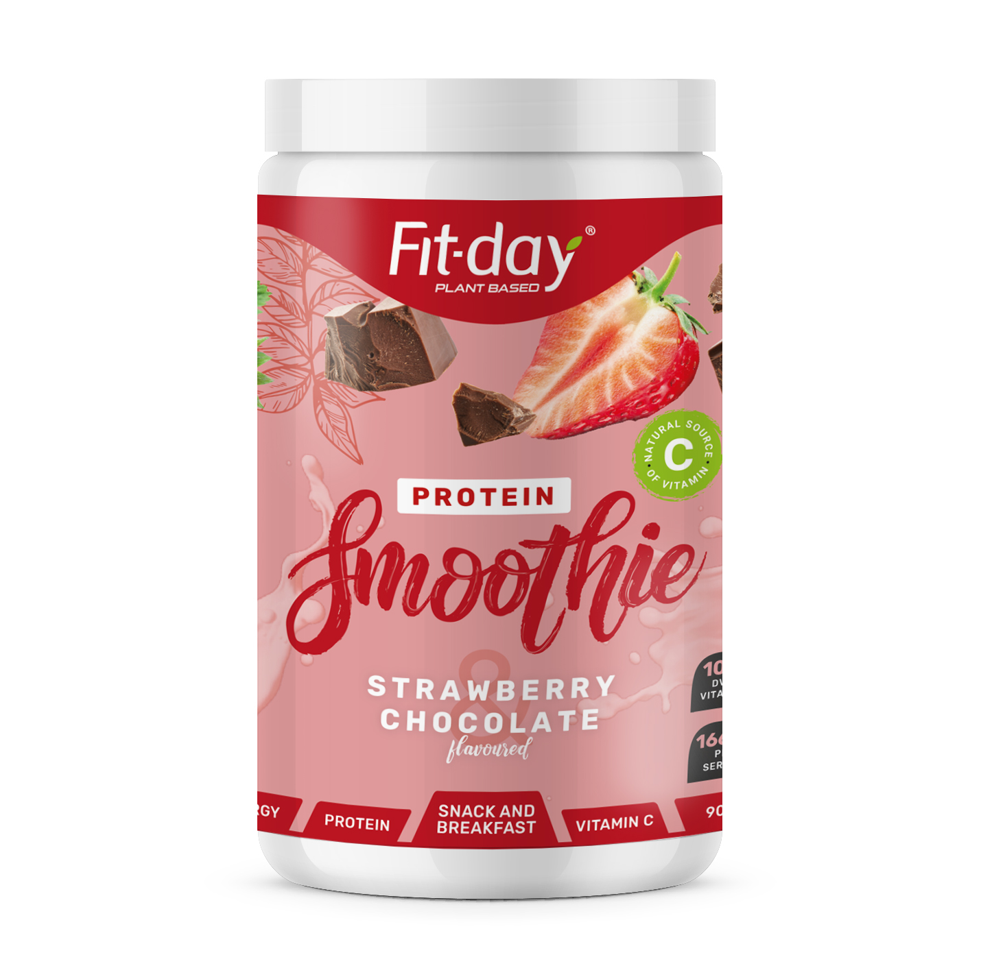 Fit-day Protein smoothie Gramáž: 900 g, Příchuť: Jahoda-čokoláda