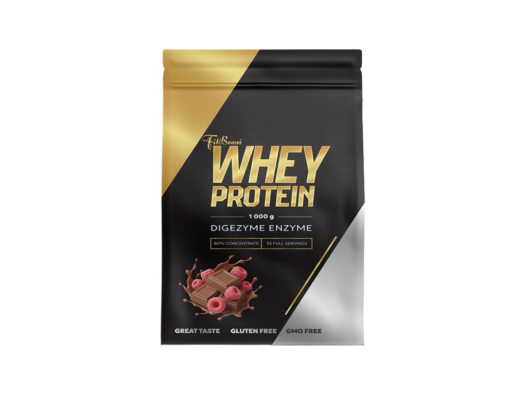 FitBoom Whey Protein - 1000 g Příchuť: Chocolate - Raspberry